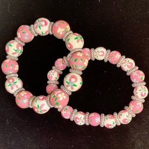 Angela Moore Breast Cancer ♋️ Awareness Hand-painted beaded bracelets